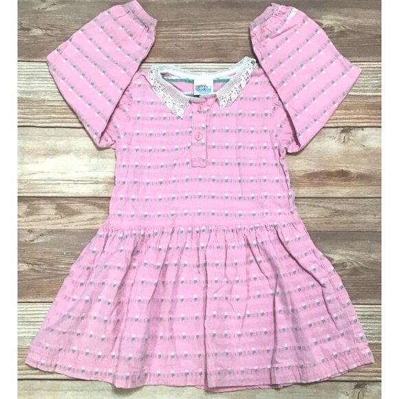 OshKosh B'Gosh Vintage Flower Dress Size 4T Pink White Floral Stem Made in USA - Picture 1 of 6